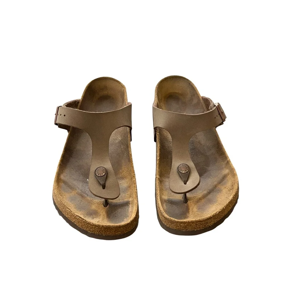 Birkenstock Gizeh Mens Mocha Brown Birko-Flor Thong Sandals Size 42 EU 9-9.5 US
